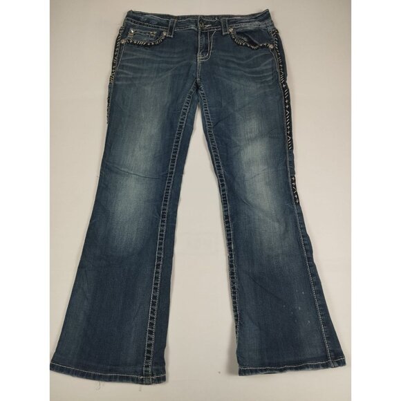 Miss Me Denim - Miss Me Women Size 31x27 Blue Denim JE8022BR Mid Rise Embroidered Bootcut Jeans